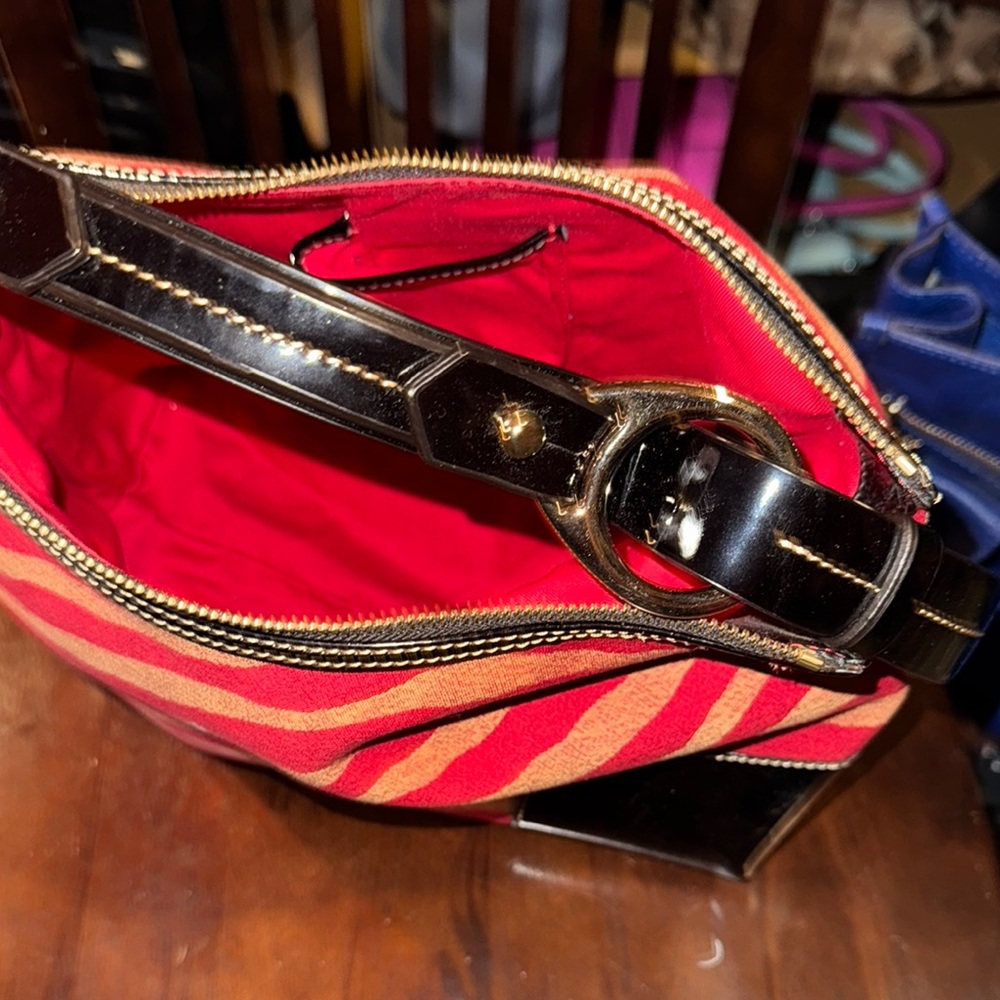 Dooney & Bourke Red and Black Hobo Bag - Picture 8 of 16